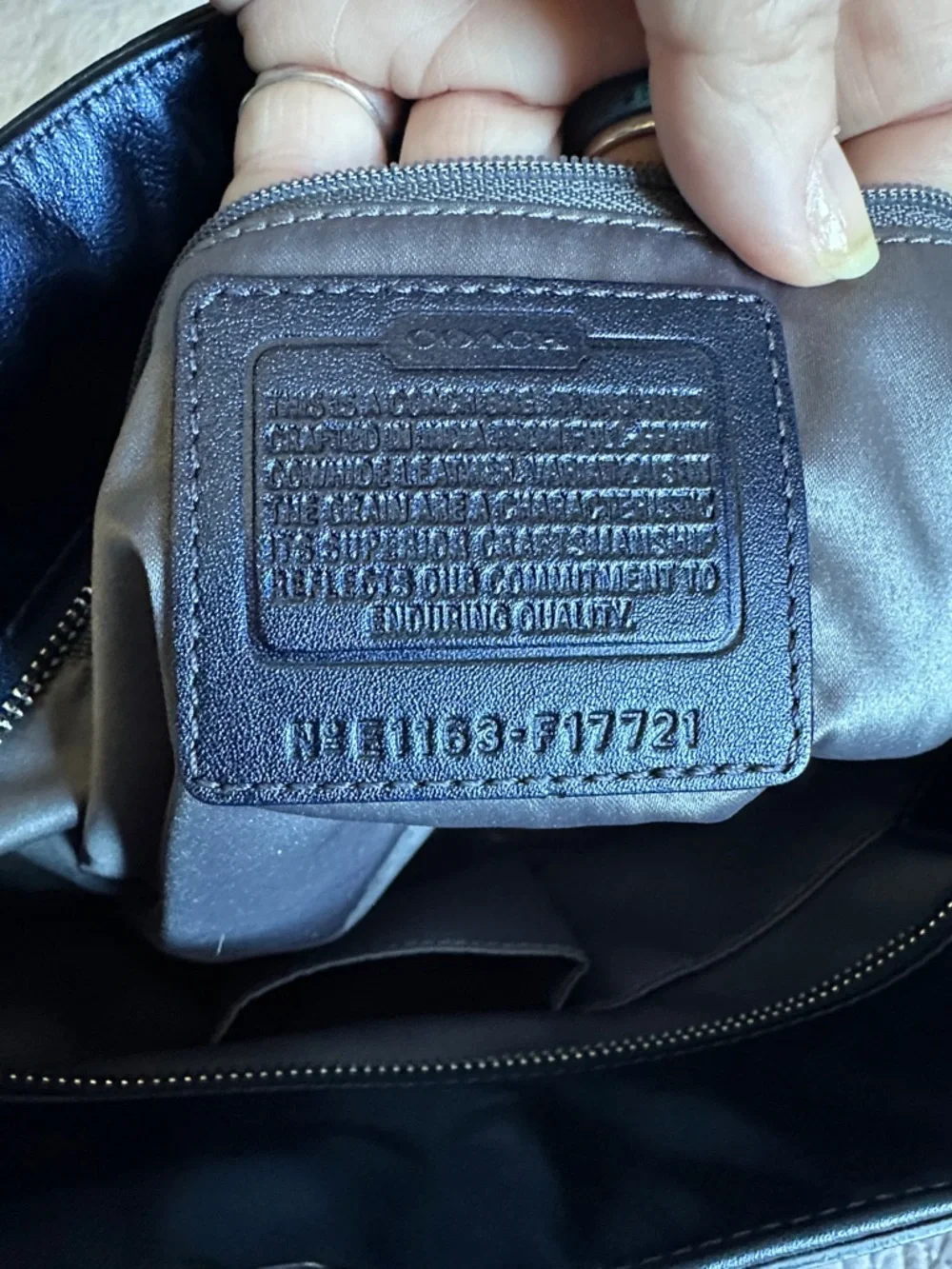 Coach Navy Blue Leather Double-Handle Shoulder Bag - Picture 5 of 8